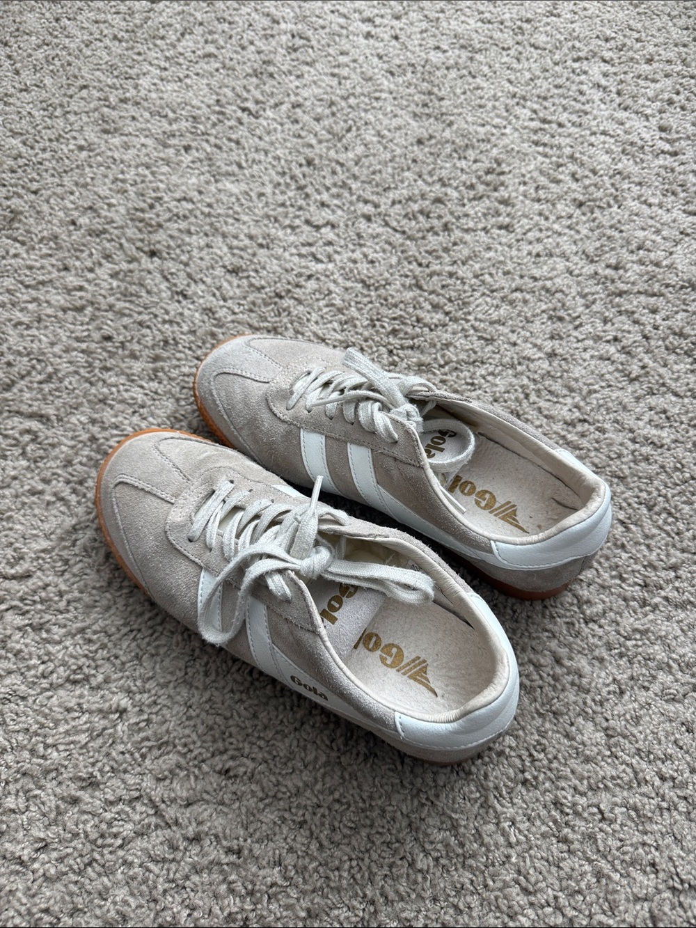 Gola Cream Suede Sneakers with White Stripes
